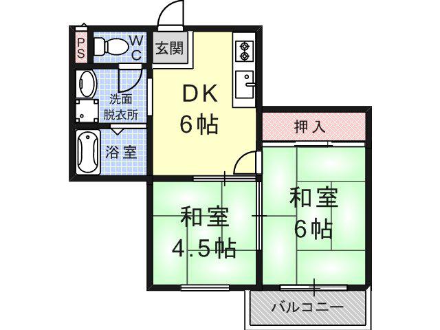 ローズハイツ(2DK/7階)の間取り写真