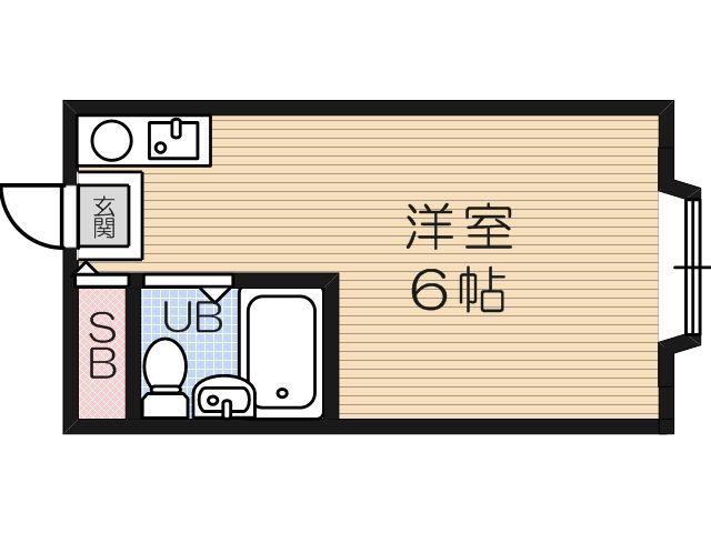 グランドハイツ平野西(ワンルーム/5階)の間取り写真