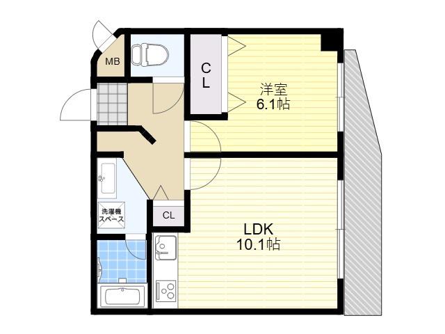 ICUBE平野(1LDK/3階)の間取り写真