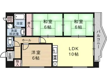 クレストサンシエル(3LDK/6階)の間取り写真