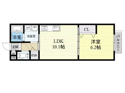 CLAIR ESPOIR(1LDK/2階)の間取り写真
