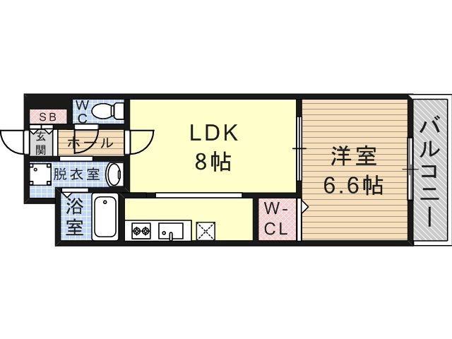 カデンツァ瓜破(1LDK/2階)の間取り写真