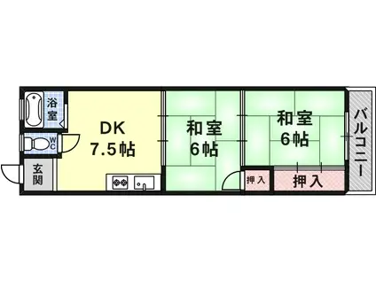 エースマンションB棟(2DK/3階)の間取り写真
