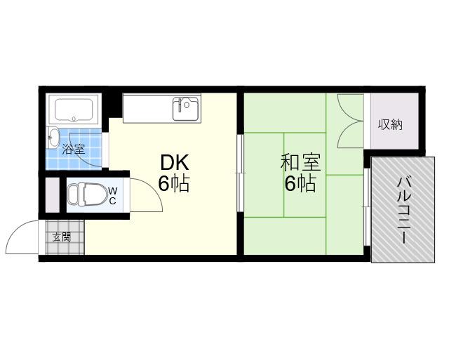 エースマンションC棟(1DK/2階)の間取り写真