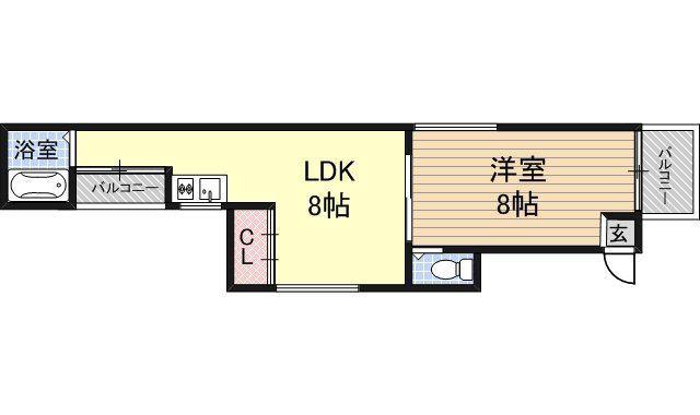 西宮マンション(1LDK/3階)の間取り写真