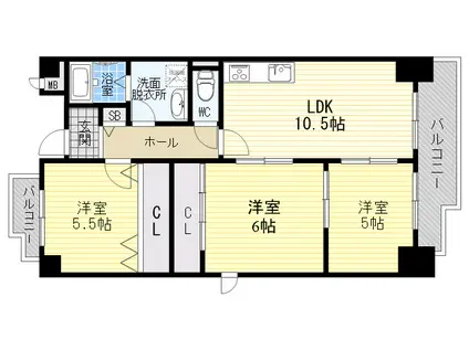 メルベーユ(3LDK/3階)の間取り写真