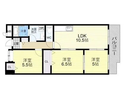 メルベーユ(3DK/4階)の間取り写真