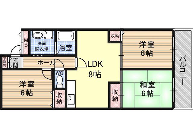 加美東グリーンハイツ(3LDK/4階)の間取り写真