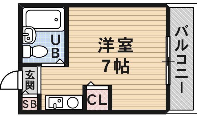 シャトー平野(ワンルーム/4階)の間取り写真