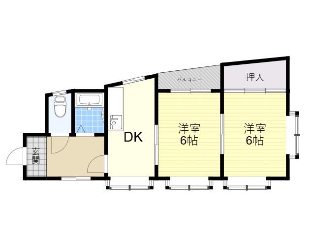 ロイヤルハイツ瓜破(2DK/3階)の間取り写真
