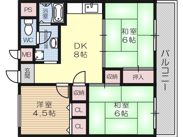 アネックス平野(3DK/2階)の間取り写真
