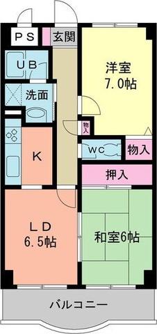 サンビレッジⅡ(2LDK/5階)の間取り写真