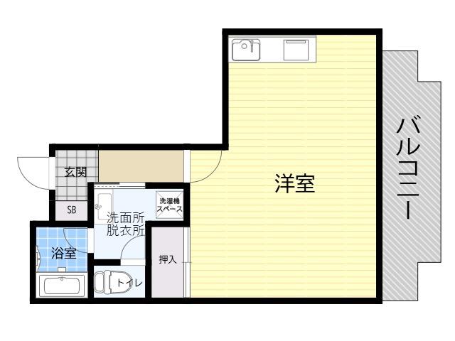 シャトーハピネス(ワンルーム/4階)の間取り写真