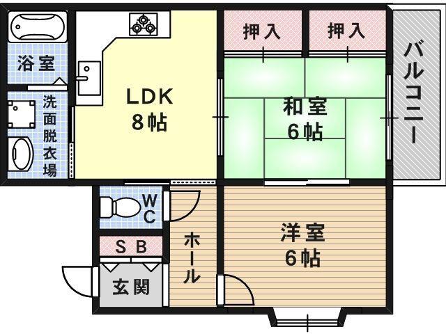 ハイツMAKIBA(2DK/4階)の間取り写真