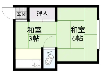 島津マンション(1DK/2階)の間取り写真
