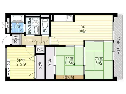 ツバイト東住吉(3LDK/1階)の間取り写真