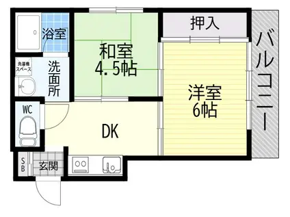 石見ハイツ(2DK/1階)の間取り写真