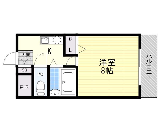 クラトン平野(1K/2階)の間取り写真