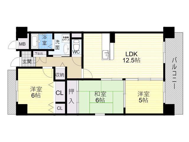 シーズモア(3LDK/7階)の間取り写真