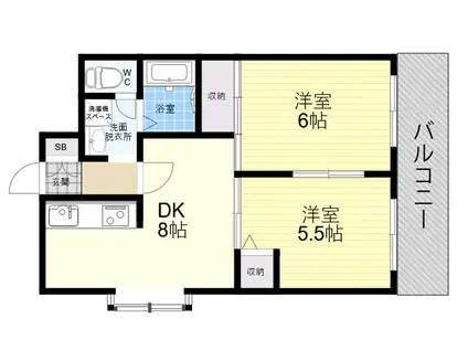 ファーストタウンパート5(2DK/8階)の間取り写真