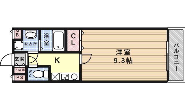プロスペクト美章園(1K/2階)の間取り写真