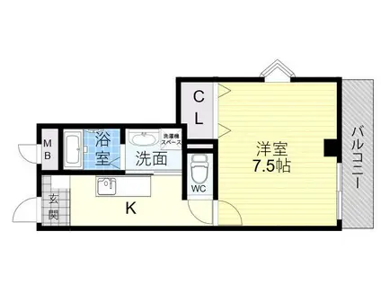 サンパティーク 信(1K/3階)の間取り写真