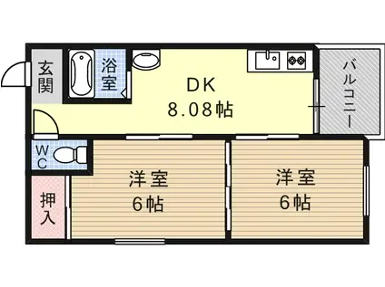 にしきマンション(2DK/2階)の間取り写真
