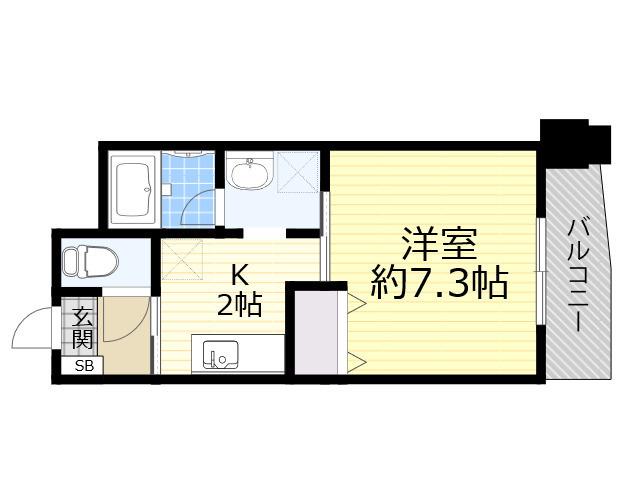 ヴィラージュ田辺(1K/5階)の間取り写真