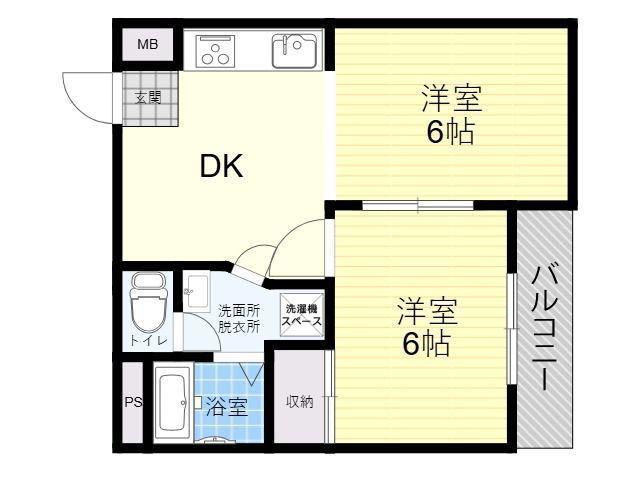 オリエンタル加美(2DK/2階)の間取り写真