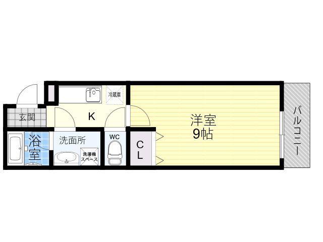 フジパレス 背戸口(1K/2階)の間取り写真