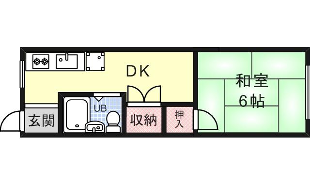 グレイスパレス(1DK/1階)の間取り写真