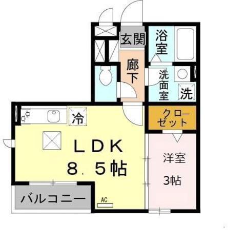 メゾン ド アール(1LDK/1階)の間取り写真