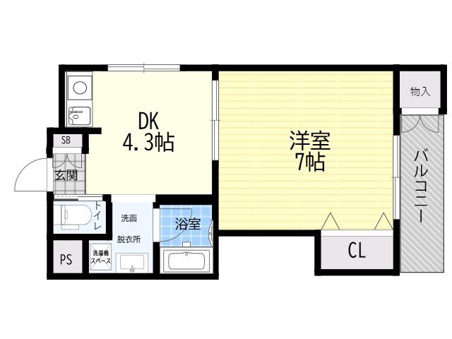 ハイツシャレード西館(1DK/3階)の間取り写真