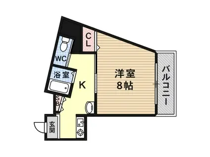 宝ハイツ(1K/2階)の間取り写真