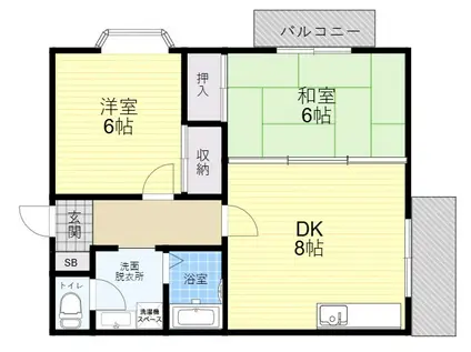 メゾン・べェルレーヌ(2DK/4階)の間取り写真