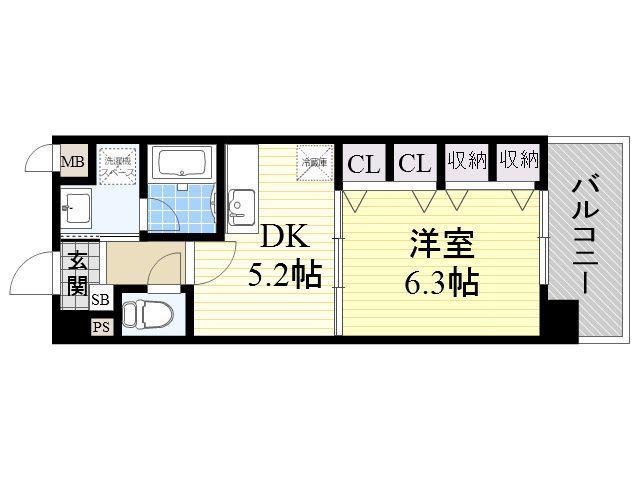コンフォール平野(1DK/2階)の間取り写真
