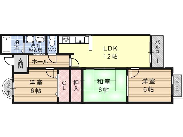 フローレスタグランデ(3LDK/1階)の間取り写真
