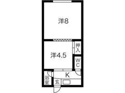 加美今井荘(2K/1階)の間取り写真