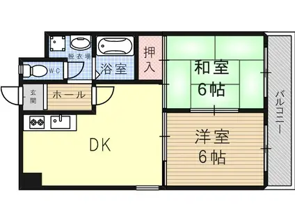 レインボーコートパート1(2DK/2階)の間取り写真
