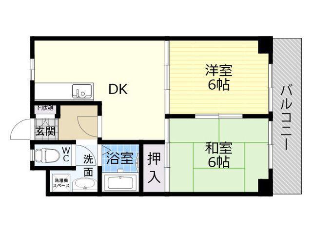 レインボーコートパート1(2DK/6階)の間取り写真