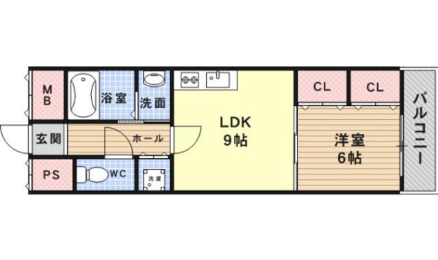 佐々木ビル(1LDK/6階)の間取り写真