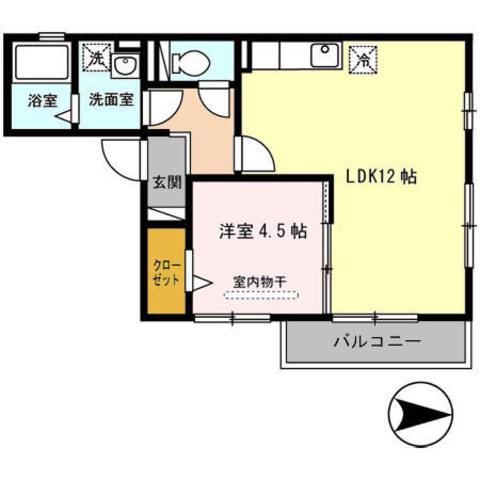 メイト平野(1LDK/2階)の間取り写真