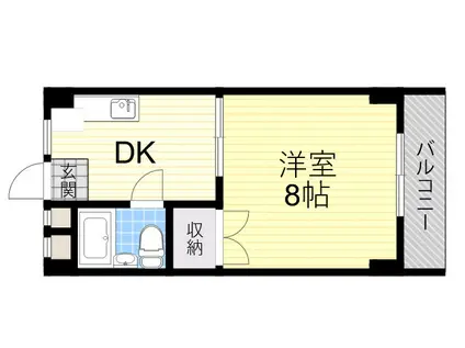 シャトー背戸口(1DK/5階)の間取り写真