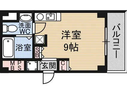セレブコート平野(ワンルーム/2階)の間取り写真