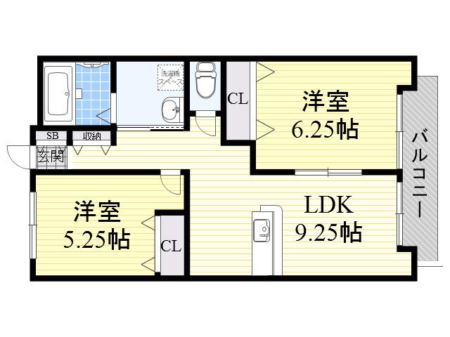メゾングランデ(2DK/2階)の間取り写真