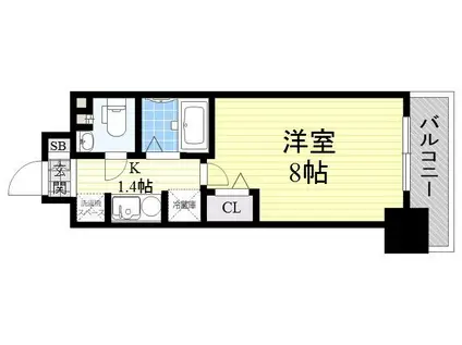 エイチ・ツー・オー東住吉2番館(1K/5階)の間取り写真