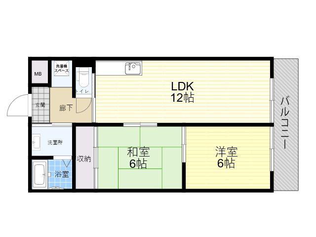 セグレスト平野(2LDK/4階)の間取り写真