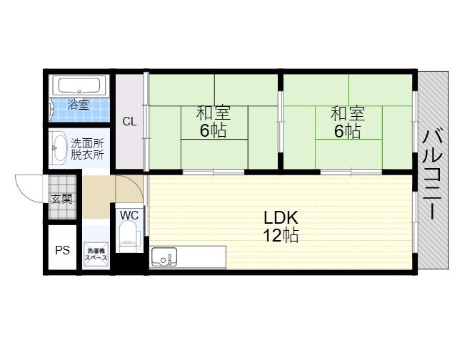 セグレスト平野(2LDK/5階)の間取り写真