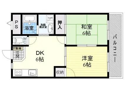LKフレンスィダー3号館(2DK/3階)の間取り写真