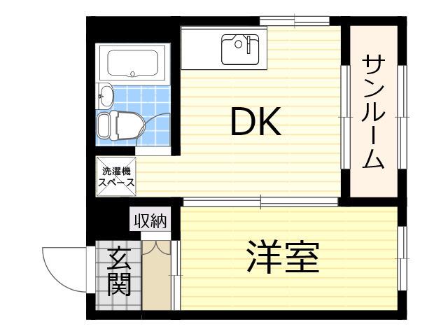 プレアール瓜破西(1DK/4階)の間取り写真
